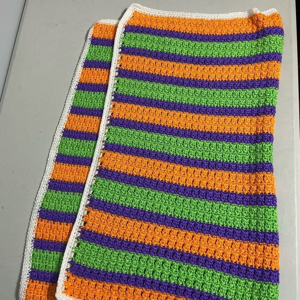 Colorful Striped Crochet Baby Blanket or throw blanket